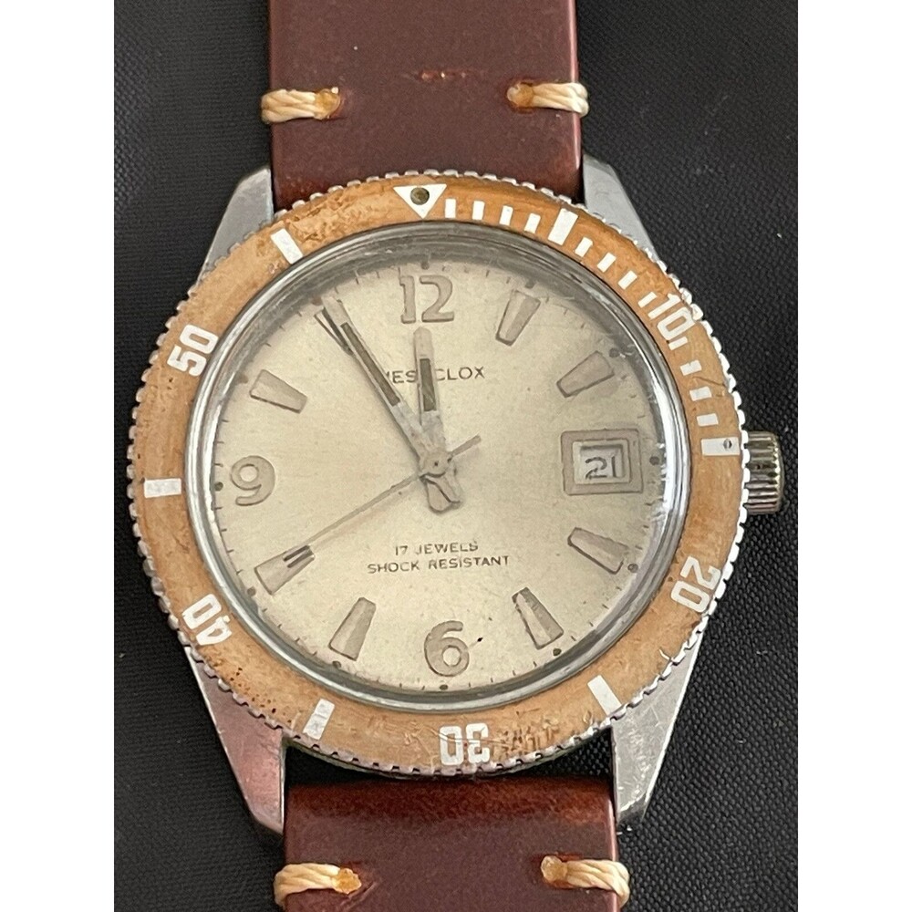 Rare Men’s 1960 WESTCLOX Divers 38mm watch Working   17 Jewels Rotating Dial
